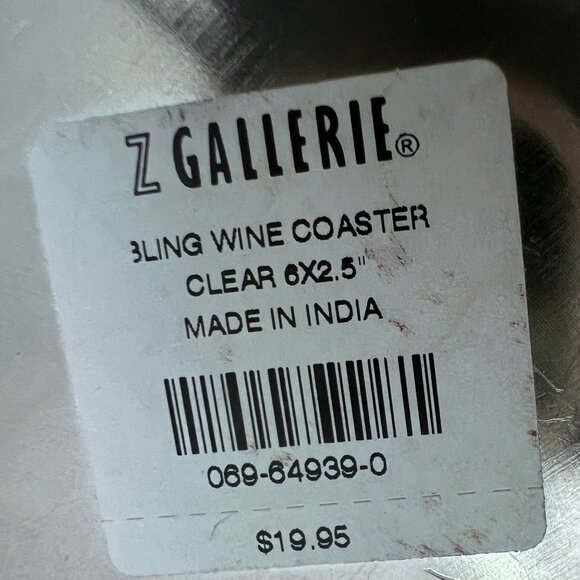 Wine Coasters Set Of 2 From Z Gallerie Clear Faceted Rhinestone Bling 6"x2.5" - Picture 5 of 16